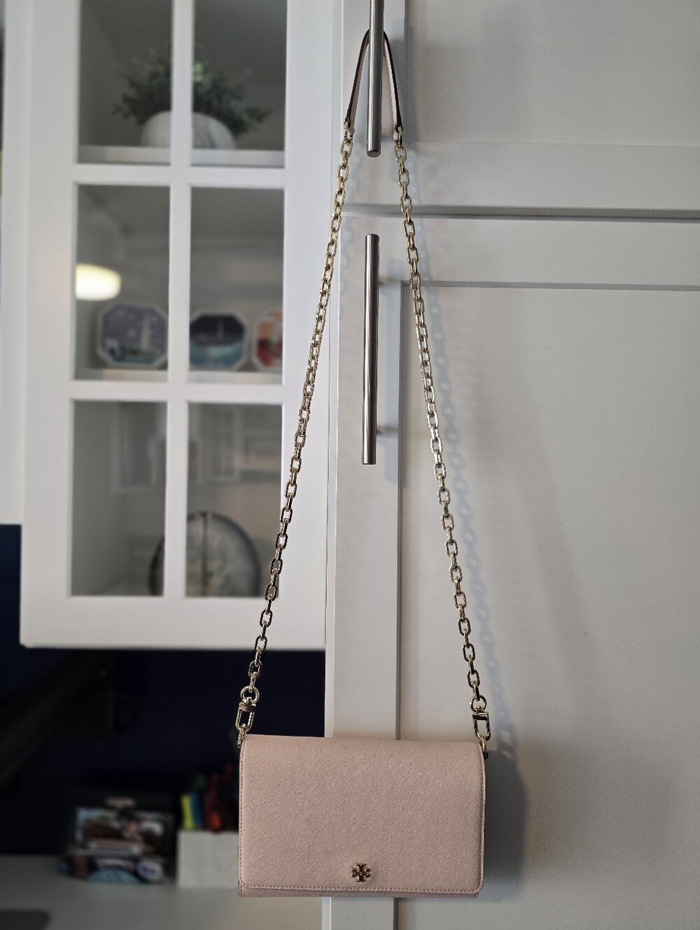 Tory Burch Robinson Saffiano Leather Chain Wallet Crossbody Bag - Pink